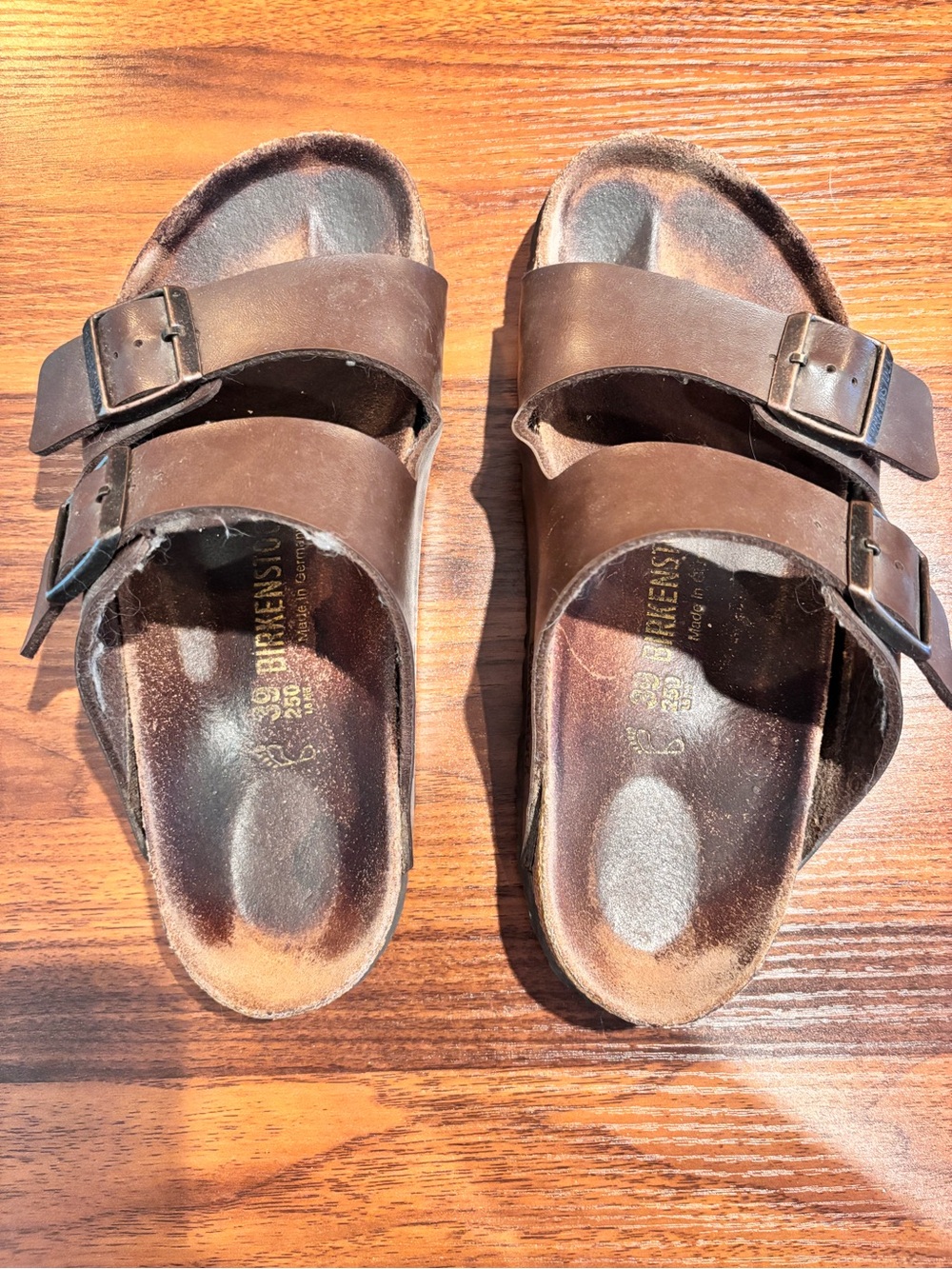 Birkenstock Arizona’s Brown Double Buckle Slide Sandals Well loved